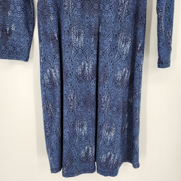 Patagonia Metairie Dress M Surplice V Neck Organic Cotton A Line Flare Navy Blue - Picture 11 of 13